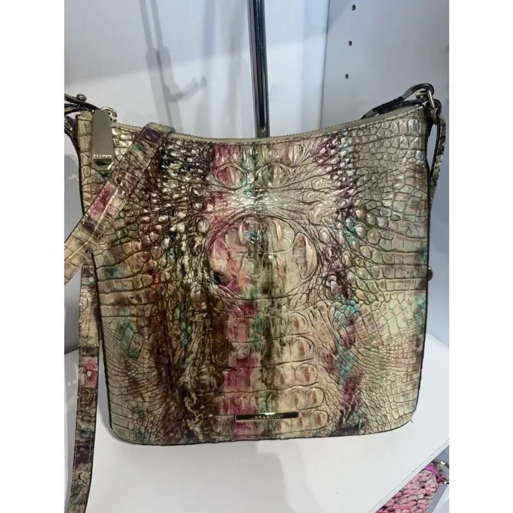 Brahmin Iridescent Multi-Tone Croc-Embossed Crossbody